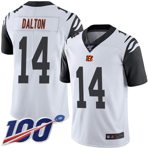 Cincinnati Bengals Limited White Men Andy Dalton Jersey NFL Footballl #14 100th Season Rush Vapor Untouchable